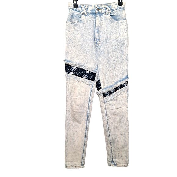 Vintage 90s Anti-Basic X Daily Jeans Size 9/10 Acid Wash Distressed High Rise - Picture 1 of 16